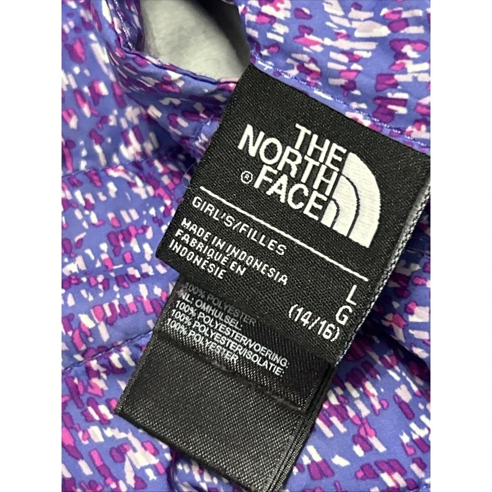 Girls The North Face Mossbud Insulated PURPLE Jacket Reversible‎ Sz Large 14/16